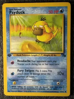 Pokemon Psyduck Fossil 1st Edition 53/62 Basic 50 HP English Regular Common Card - Image 1