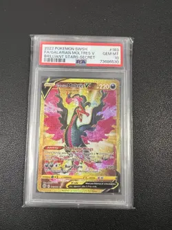 Galarian Moltres V Pokemon Brilliant Stars 183/172 Gold Secret PSA 10 Gem Mint - Image 2