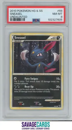 2010 Pokemon HeartGold & SoulSilver - Undaunted Sneasel PSA 8 #68/90 - Image 1