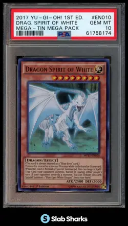 2017 YU-GI-OH! MEGA-TIN 1ST EDITION #MP17-EN010 DRAGON SPIRIT OF WHITE PSA 10 - Image 1