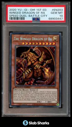 2020 YU-GI-OH! 1ST EDITION #SBCB-EN203 THE WINGED DRAGON OF RA SPEED DUEL PSA 10 - Image 1
