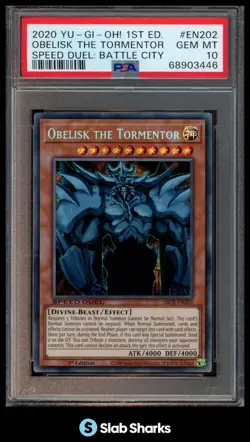 2020 YU-GI-OH! 1ST EDITION #SBCB-EN202 OBELISK THE TORMENTOR SPEED DUEL PSA 10 - Image 1