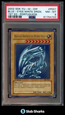 2002 YU-GI-OH! SD KAIBA 1ST ED PORTUGUESE #DIK-P001 BLUE-EYES WHITE DRAGON PSA 8 - Image 1