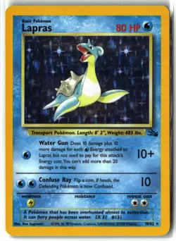 Lapras ⭐ 10/62 Holo Rare Fossil 1999 Pokemon NM/LP - Image 1