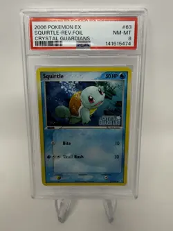 2006 Pokemon Ex Crystal Guardians Squirtle Reverse Holo PSA 8 #63 NEW CERT - Image 1