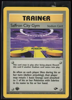 Saffron City Gym 122/132 Uncommon Gym Challenge Pokemon 1st Edition LP - Image 1