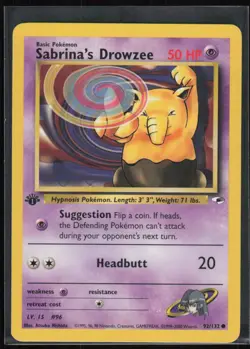 Sabrina's Drowzee 92/132 Common Gym Heroes Pokemon Lightly Played - Image 1