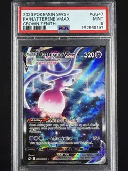 2023 POKEMON SWORD & SHIELD CROWN ZENITH #GG47 FULL ART/HATTERENE VMAX PSA 9 - Image 1