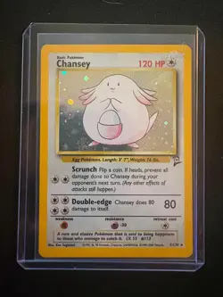 Chansey Base Set Holo Swirl 3/130 RARE Unlimited Pokemon TCG WOTC - DAMAGED!! - Image 1