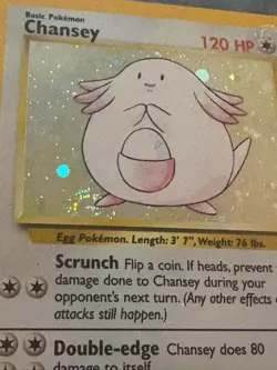 Chansey Base Set Holo Swirl 3/130 RARE Unlimited Pokemon TCG WOTC - DAMAGED!! - Image 3