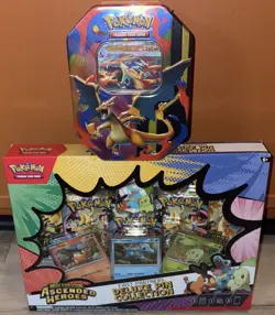 Pokemon Ascended Heroes Pin Collection Plus Charizard Tin Sealed New Lot Of 2 - Image 1