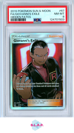 FA/GIOVANNI'S EXILE HIDDEN FATES POKEMON SUN & MOON HIDDEN FATES 2019 67 PSA 8 - Image 1