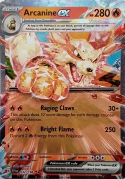 032/198 ARCANINE EX DOUBLE RARE SCARLET & VIOLET POKEMON CARD - Image 1