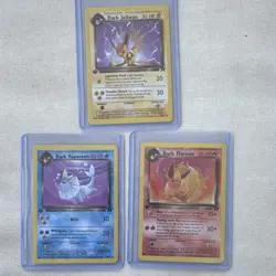 Pokemon TCG Team Rocket Dark Jolteon/Vaporeon/Flareon 3-Card Lot 2000 1st Ed - Image 1