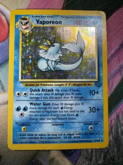 Pokemon Card Vaporeon Jungle 28/64 Unlimited Holo Rare Vintage WOTC 1999 Himeno - Image 1
