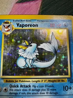 Pokemon Card Vaporeon Jungle 28/64 Unlimited Holo Rare Vintage WOTC 1999 Himeno - Image 2