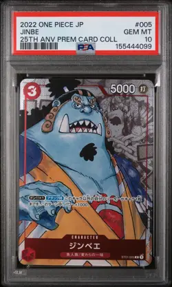 2023 One Piece JP Jinbe #005 25th Anniversary Prem Card Coll PSA 10 - Image 1