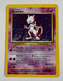 Mewtwo 10/102 Base Set Holo Rare Pokemon Card WOTC 1999 Vintage - Image 1