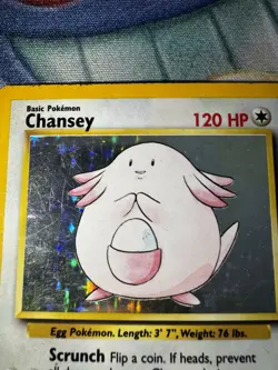 Pokemon Chansey Holo Unlimited Rare TCG Card Base Set 3/102 Vintage WOTC 1999 HP - Image 2