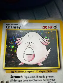 Pokemon Chansey Holo Unlimited Rare TCG Card Base Set 3/102 Vintage WOTC 1999 HP - Image 3