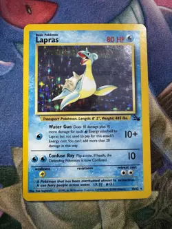 Lapras Pokemon Card Holo WOTC 10/62 Fossil Rare Vintage 1999 Sugimori MP - Image 1