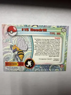 Beedrill Non-Foil Topps Pokemon Card #15 TV Animation Series 1 LP - Image 2
