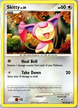 Pokemon Card - Skitty 93/127 Platinum Common Heavily Played - Image 1