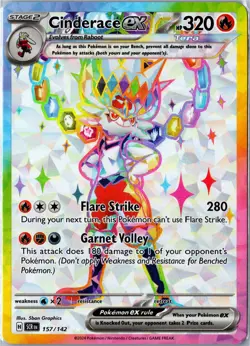 Pokemon Card - Cinderace ex 157/142 Stellar Crown Ultra Rare Near Mint - Image 1