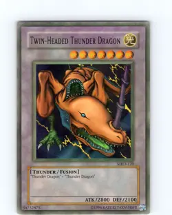 Yu-Gi-Oh Twin-Headed Thunder Dragon MRD-120 Unlimited Super Rare Faded LP - Image 1