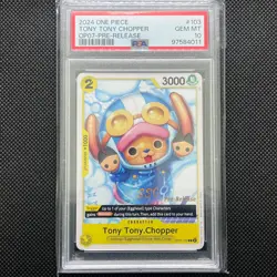 TONY TONY CHOPPER OP07-103 PRE-RELEASE STAMP 2024 ONE PIECE CARD PROMO PSA 10 - Image 1