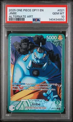 One Piece Jinbe (Alternate Art) OP11-021 A Fist of Divine Speed Foil PSA 10 - Image 1