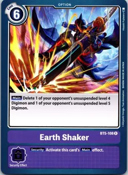 Earth Shaker BT5-108 Purple Rare Option Digimon CCG Card - Image 1