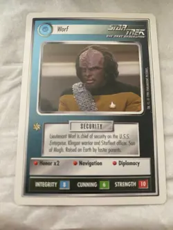 Star Trek CCG 1E WB94 WORF Rare Card NEVER PLAYED - Image 1