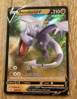 Pokemon Card Aerodactyl V 092/196 Lost Origin SWSH Holo Rare V NM *99p Start* - Image 1
