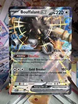 2025 Pokemon White Flare Bouffalant Ex Double Rare Holo 077/086 Card - Image 1