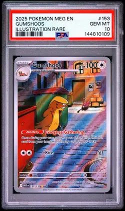 2025 POKEMON MEG EN-MEGA EVOLUTION ILLUSTRATION RARE #153 GUMSHOOS PSA 10 - Image 1