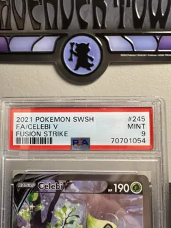 2021 POKEMON SWORD & SHIELD FUSION STRIKE #245 FULL ART/CELEBI V PSA 9 - Image 5