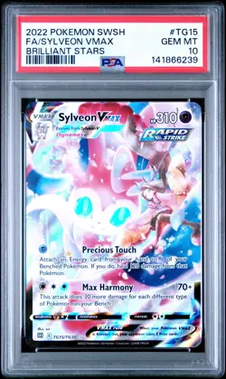 2022 Pokemon Sword & Shield Brilliant Stars Full Art Sylveon VMAX #TG15 PSA 10 - Image 1