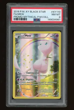 Pokemon TCG Mew XY110 XY Black Star Promo Full Art Holo PSA 8 - Image 1