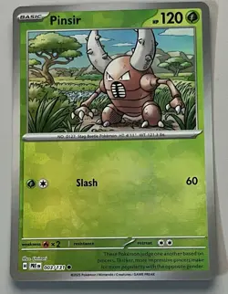 Pokemon Prismatic Evolutions Pinsir Basic #003MBALL Reverse Holo #003/131 - Image 2