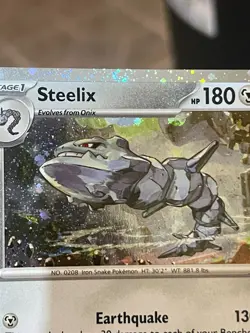 POKEMON STEELIX 125/182 RARE COSMOS HOLO BLEED WITH 3 SWIRL IN BORDER AREA NM - Image 3
