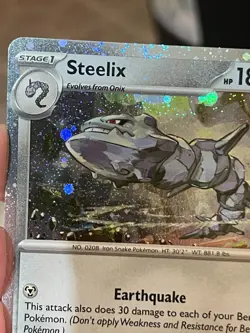 POKEMON STEELIX 125/182 RARE COSMOS HOLO BLEED WITH 3 SWIRL IN BORDER AREA NM - Image 4
