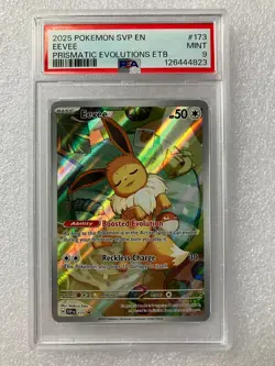 PSA 9 Eevee #173 Pokemon Prismatic Evolutions ETB - Image 1