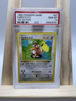 Pokemon 1st Edition Shadowless Farfetch’d PSA 10 Gem mint - Image 1