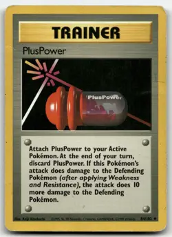 PlusPower 84/102 Uncommon Base Set Unlimited Pokemon Moderately Played - Image 1