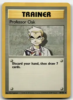 Professor Oak 88/102 Uncommon Base Set Unlimited Pokemon Heavily Played - Image 1
