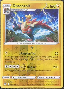 Dracozolt 065/189 Swsh03: Darkness Ablaze Reverse Holo - Pokemon Card - Image 1
