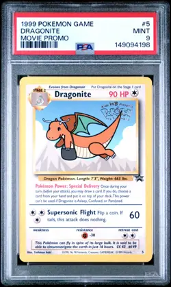 1999 Pokemon Game - Dragonite - WB Movie Black Star Stamped Promo #5 - PSA 9 - Image 1