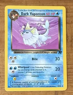 Pokemon TCG Dark Vaporeon #45/82 Team Rocket Non Holo Vintage 1999-2000 - Image 1