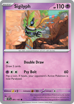 Sigilyph 081/191 Common Surging Sparks Pokemon Reverse Holo Near Mint - Image 1